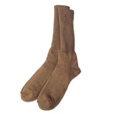Alternate image for Peruvian Baby Alpaca Blend Socks with Copper Fiber Ginger Comfort