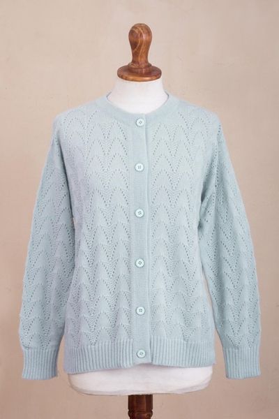 Alternate image for Pointelle Knit Baby Alpaca Blend Cardigan Reaction