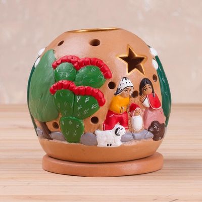 Alternate image for Handcrafted Nativity Tealight Holder from Peru Celebration of Life