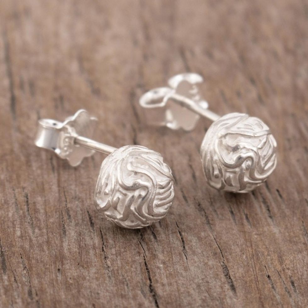 Modern Sterling Stud Earrings 'Mountain Maze'