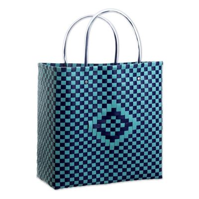 Alternate image for Blue Recycled Woven SHopping bag Farmers Market