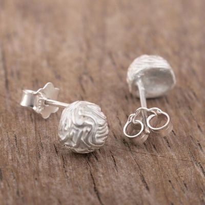 Alternate image for Modern Sterling Stud Earrings Mountain Maze