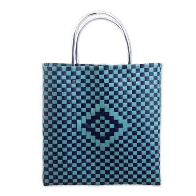Alternate image for Blue Recycled Woven SHopping bag Farmers Market