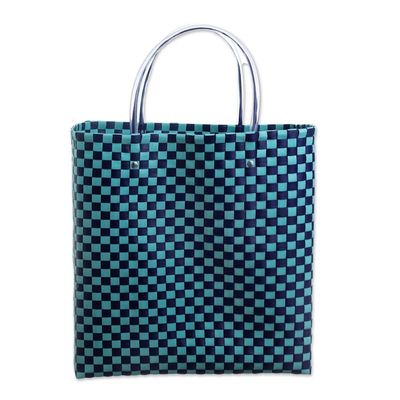 Alternate image for Blue Recycled Woven SHopping bag Farmers Market