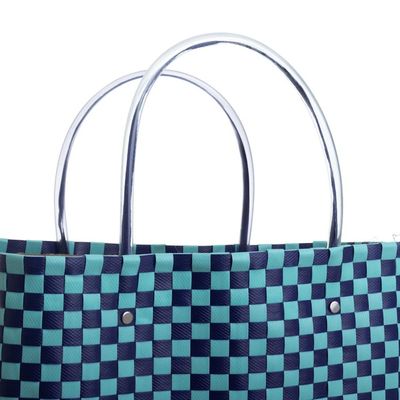 Alternate image for Blue Recycled Woven SHopping bag Farmers Market
