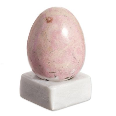 Alternate image for Egg-Shaped Rhodonite Gemstone Figurine from Peru Cute Egg
