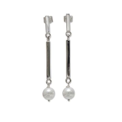 Alternate image for White Pearls on Artisan Crafted Sterling Silver Earrings White Sea Foam