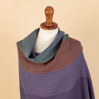 Alternate image for Multicolor Shawl Hand Woven in Peru from Baby Alpaca Blend Vibrant Andes