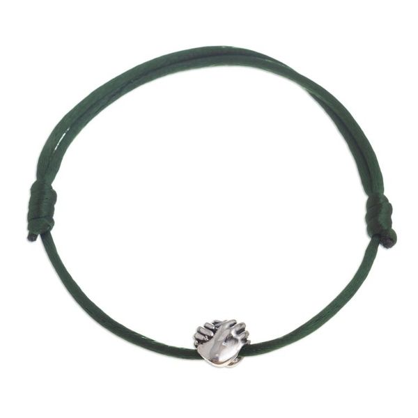 Alternate image for Pendant Bracelet with Sterling Silver Hands Join Hands in Green