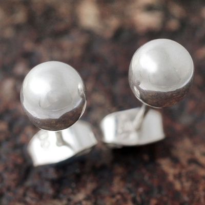 Alternate image for Sterling Silver Stud Earrings from the Andes Polished Sphere