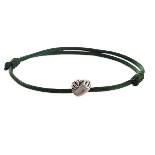 Alternate image for Pendant Bracelet with Sterling Silver Hands Join Hands in Green
