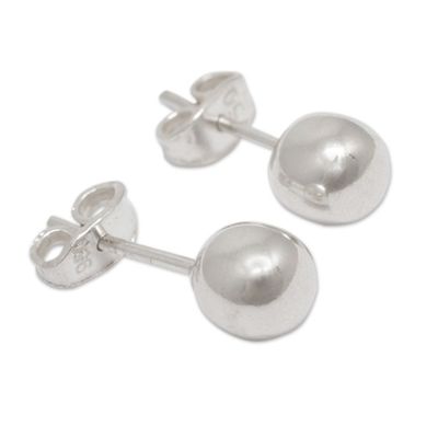 Alternate image for Sterling Silver Stud Earrings from the Andes Polished Sphere