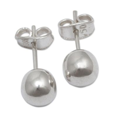 Alternate image for Sterling Silver Stud Earrings from the Andes Polished Sphere