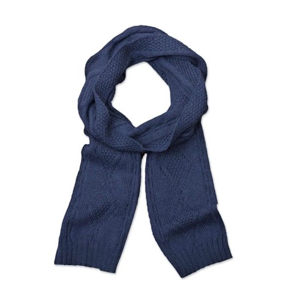 Alternate image for Knitted Unisex Scarf in Azure 100 Alpaca from Peru Antique Cable Knit