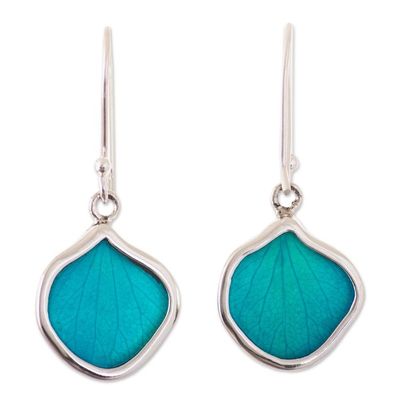 Alternate image for Andean Handmade Sterling Silver Turquoise Leaf Earrings Turquoise Leaf Drops