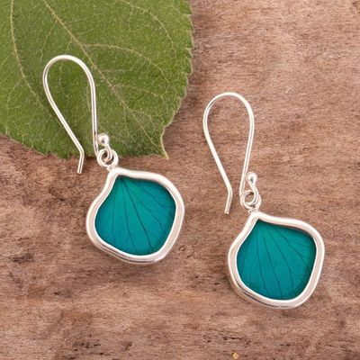 Alternate image for Andean Handmade Sterling Silver Turquoise Leaf Earrings Turquoise Leaf Drops