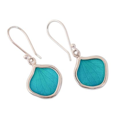 Alternate image for Andean Handmade Sterling Silver Turquoise Leaf Earrings Turquoise Leaf Drops