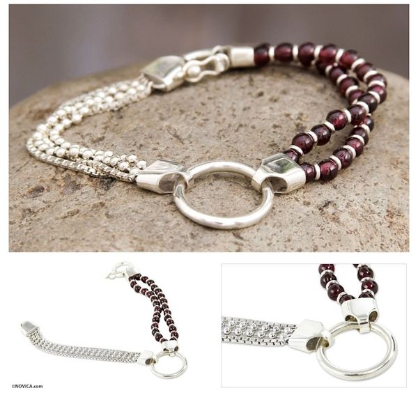 Alternate image for Sterling Contemporary Garnet Bracelet Scarlet Elegance