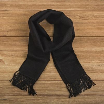 Alternate image for Alpaca Blend Wrap Scarf in Black from Peru Black Gift of Warmth