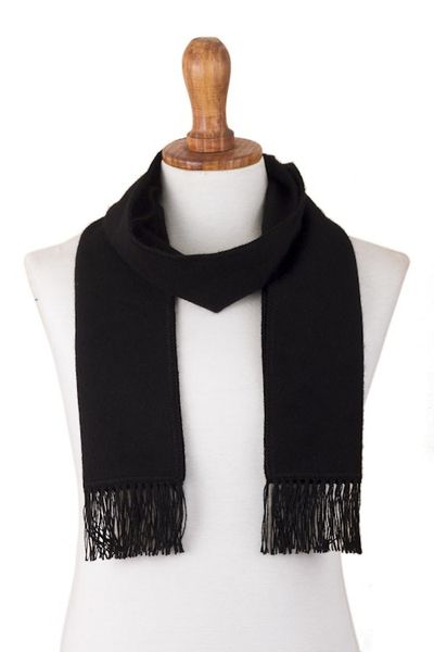 Alternate image for Alpaca Blend Wrap Scarf in Black from Peru Black Gift of Warmth