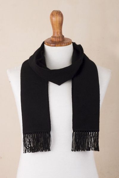 Alternate image for Alpaca Blend Wrap Scarf in Black from Peru Black Gift of Warmth