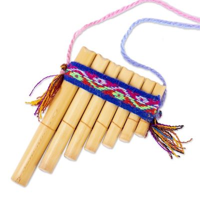 Alternate image for Traditional Bamboo Antara Panpipe with Andean Stripe Case Melodies of the Empire