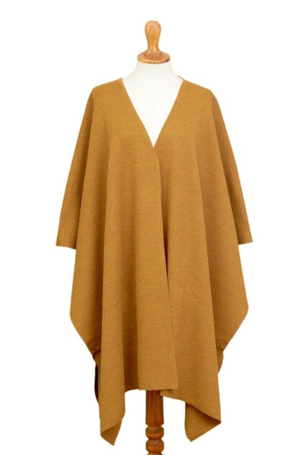 Alternate image for Knit Alpaca Blend Ruana in Sunrise from Peru Elegant Fashion in Sunrise