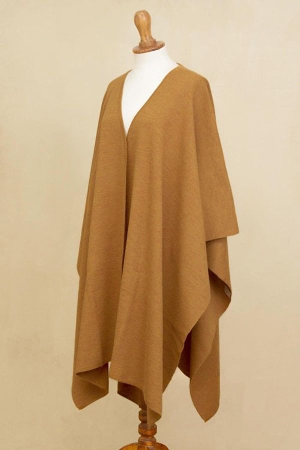 Alternate image for Knit Alpaca Blend Ruana in Sunrise from Peru Elegant Fashion in Sunrise