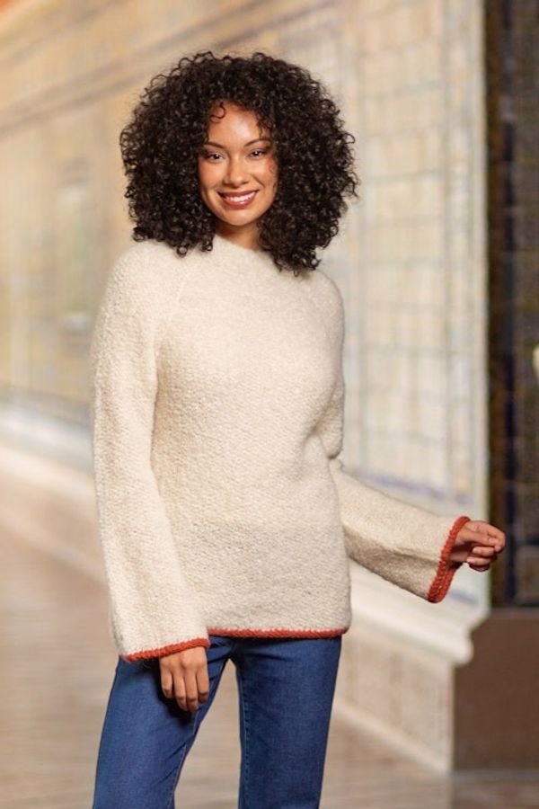 Alternate image for Warm White Funnel Neck Alpaca Blend Sweater Sumptuous Warmth in White