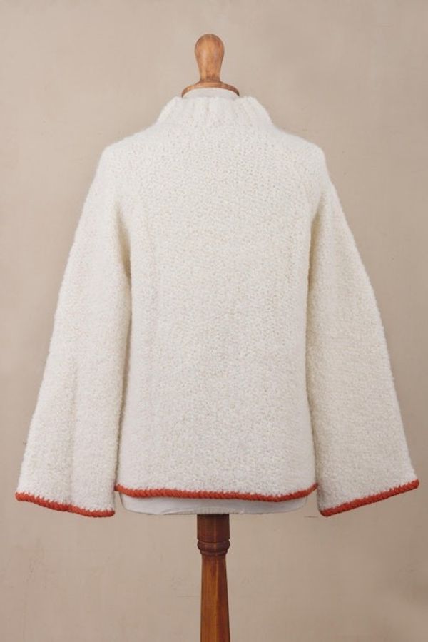 Alternate image for Warm White Funnel Neck Alpaca Blend Sweater Sumptuous Warmth in White