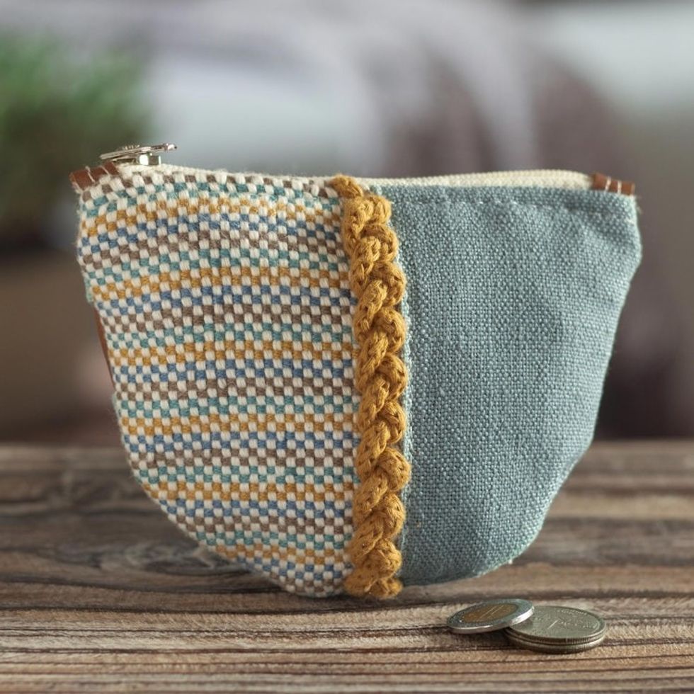 Hand Woven Coin Purse with Braid Detail from Peru 'Honey Braid'