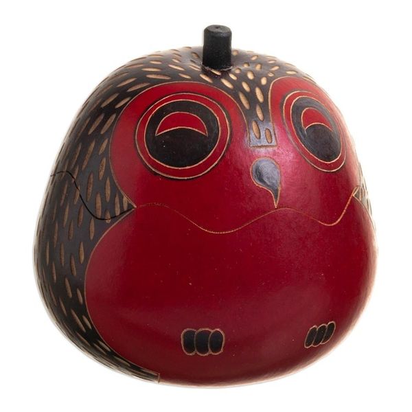 Alternate image for Decorative Owl Figures of Dried Mate Gourds from Peru Pair Singing Owls