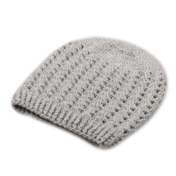 Alternate image for Hand-Crocheted Dove Grey Alpaca Cozy Winter Hat Grey Stars Align