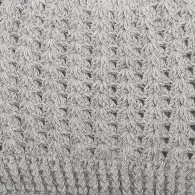 Alternate image for Hand-Crocheted Dove Grey Alpaca Cozy Winter Hat Grey Stars Align