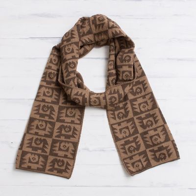 Alternate image for Alpaca Blend Espresso and Tan Scarf from Peru Brown Paracas Shadows