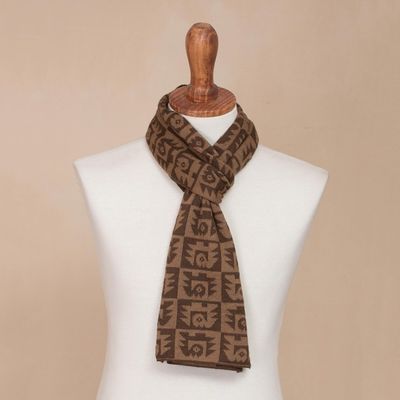 Alternate image for Alpaca Blend Espresso and Tan Scarf from Peru Brown Paracas Shadows