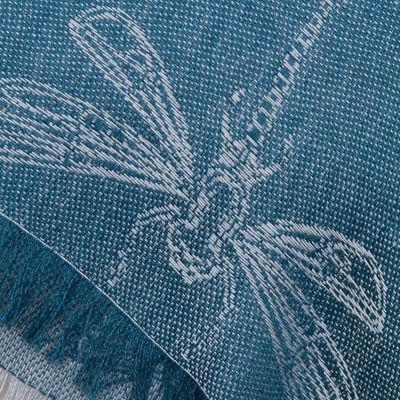 Alternate image for Baby Alpaca and Silk Blend Teal Dragonfly Reversible Scarf Dragonfly in Teal