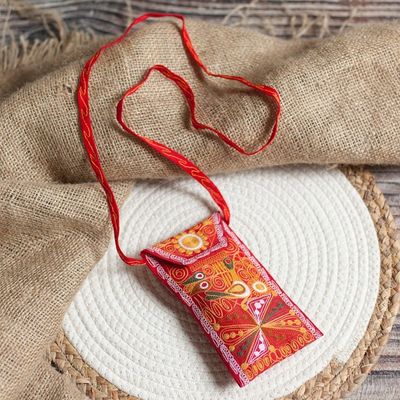 Alternate image for Embroidered Eyeglasses Bag in Chili from Peru Embellished Beauty in Chili