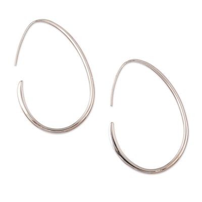 Alternate image for Modern Sterling Silver Half-Hoop Earrings Crafted in Peru Lustrous Appeal