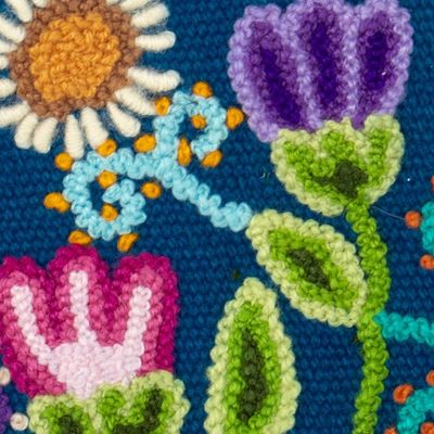 Alternate image for Hand-Woven and Hand-Embroidered Wool Floral Cosmetic Bag Andean Spring