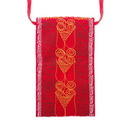 Alternate image for Embroidered Eyeglasses Bag in Chili from Peru Embellished Beauty in Chili