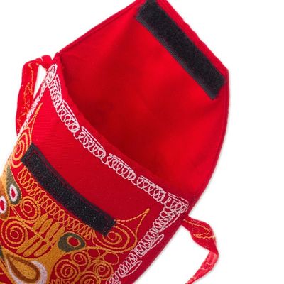 Alternate image for Embroidered Eyeglasses Bag in Chili from Peru Embellished Beauty in Chili