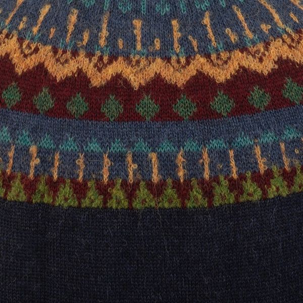 Alternate image for 100 Alpaca Yoke Cardigan Sweater with Buttons From Peru Blue Andean Nordic