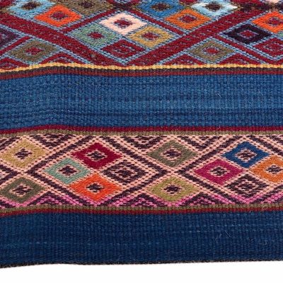 Alternate image for Backstrap Handwoven Colorful Blue Alpaca Cushion Cover Blue Inca Rivers