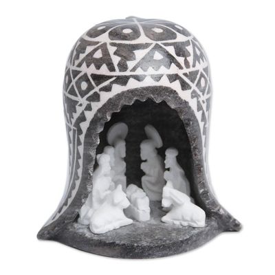 Alternate image for Unique Alabaster Stone Nativity Scene in a Chullo Hat A Peruvian Christmas