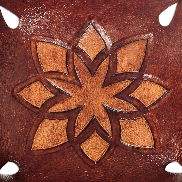 Alternate image for Andean Floral Hand Tooled Leather Catchall in Dark Brown Gothic Star
