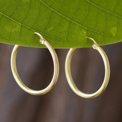 Alternate image for 18k Gold Plated Sterling Silver Hoop Earrings from Peru Eternal Gleam