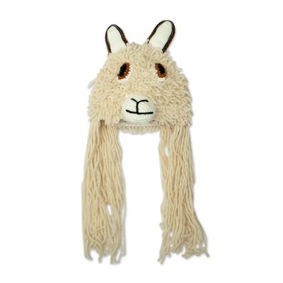 Alternate image for Furry Alpaca Beanie Hat from Peru Alpaca Friend