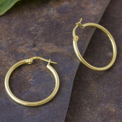 Alternate image for 18k Gold Plated Sterling Silver Hoop Earrings from Peru Eternal Gleam