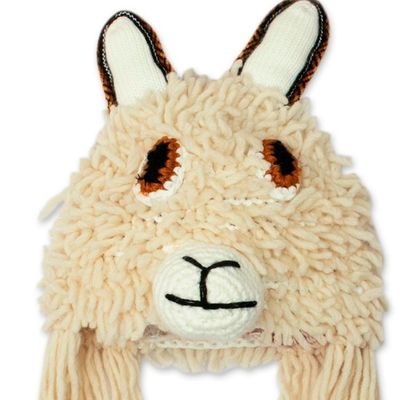 Alternate image for Furry Alpaca Beanie Hat from Peru Alpaca Friend
